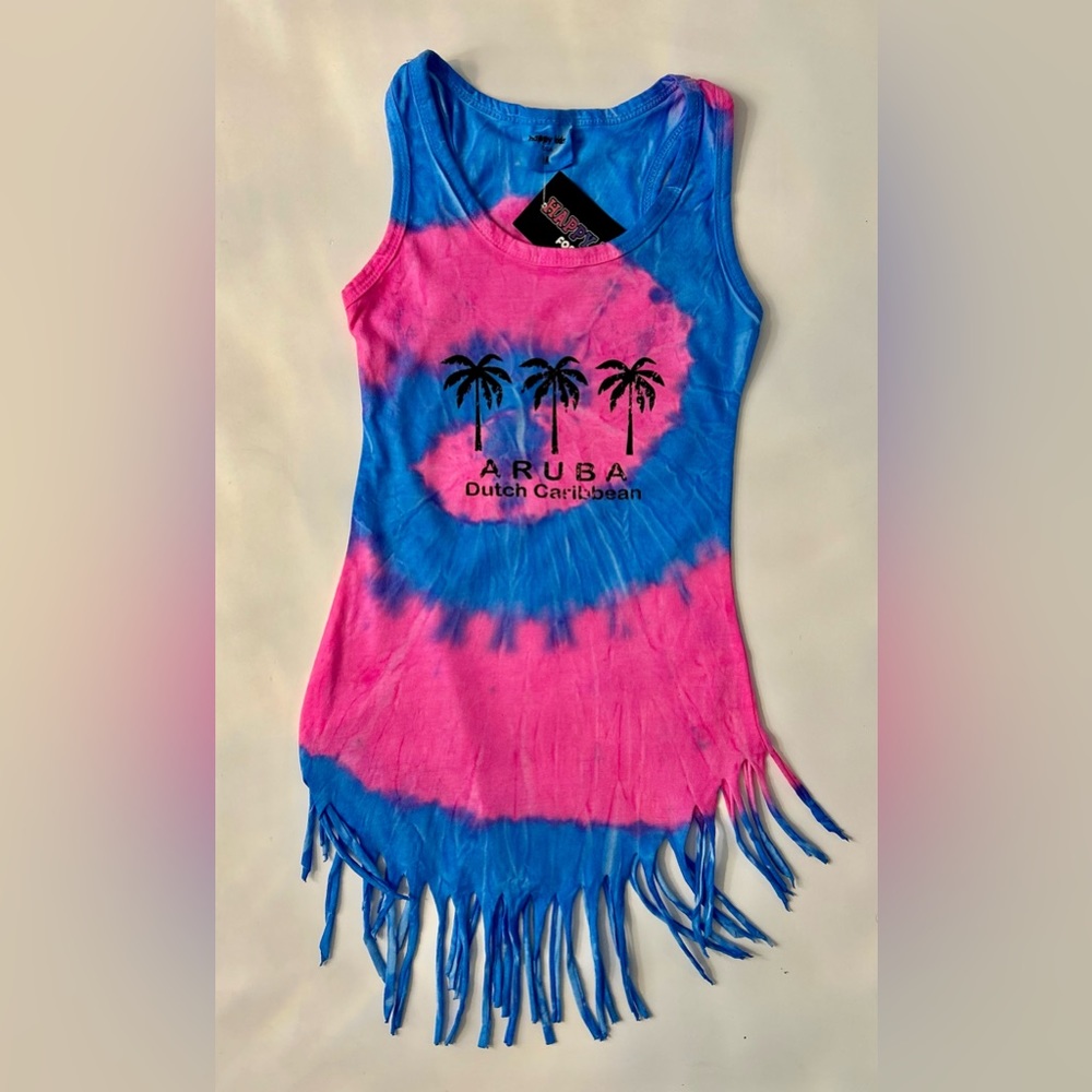 Girls Aruba tie dye fringed coverup. NEW with tags. Size 6/7